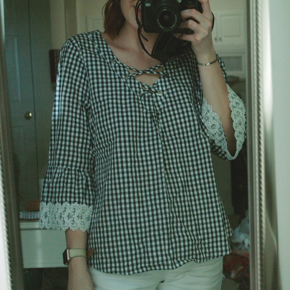 Gingham and Lace Blouse by Eyeshadow